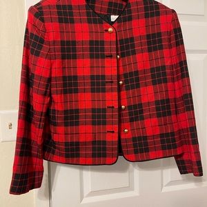 Liz Claiborne Red and Black Plaid Jacket